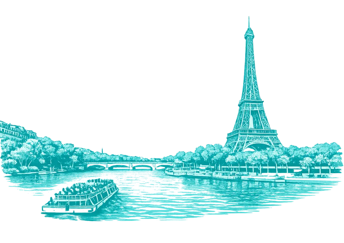 Iranian businesses in Paris France city landmark illustration